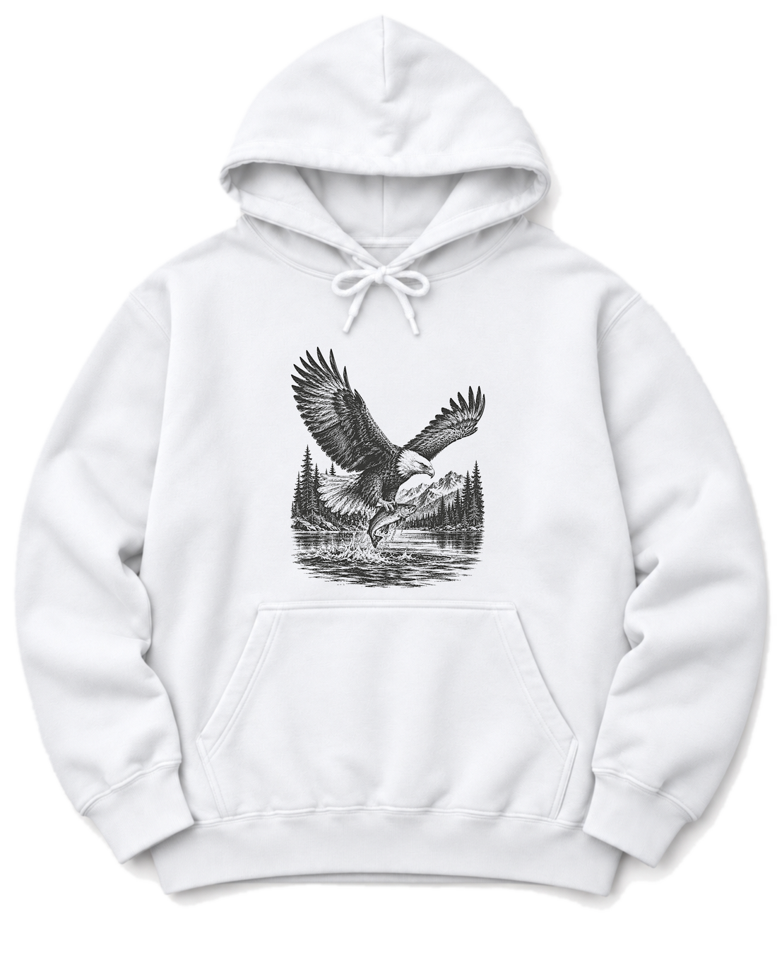 Eagle and Trout Hoodie - White