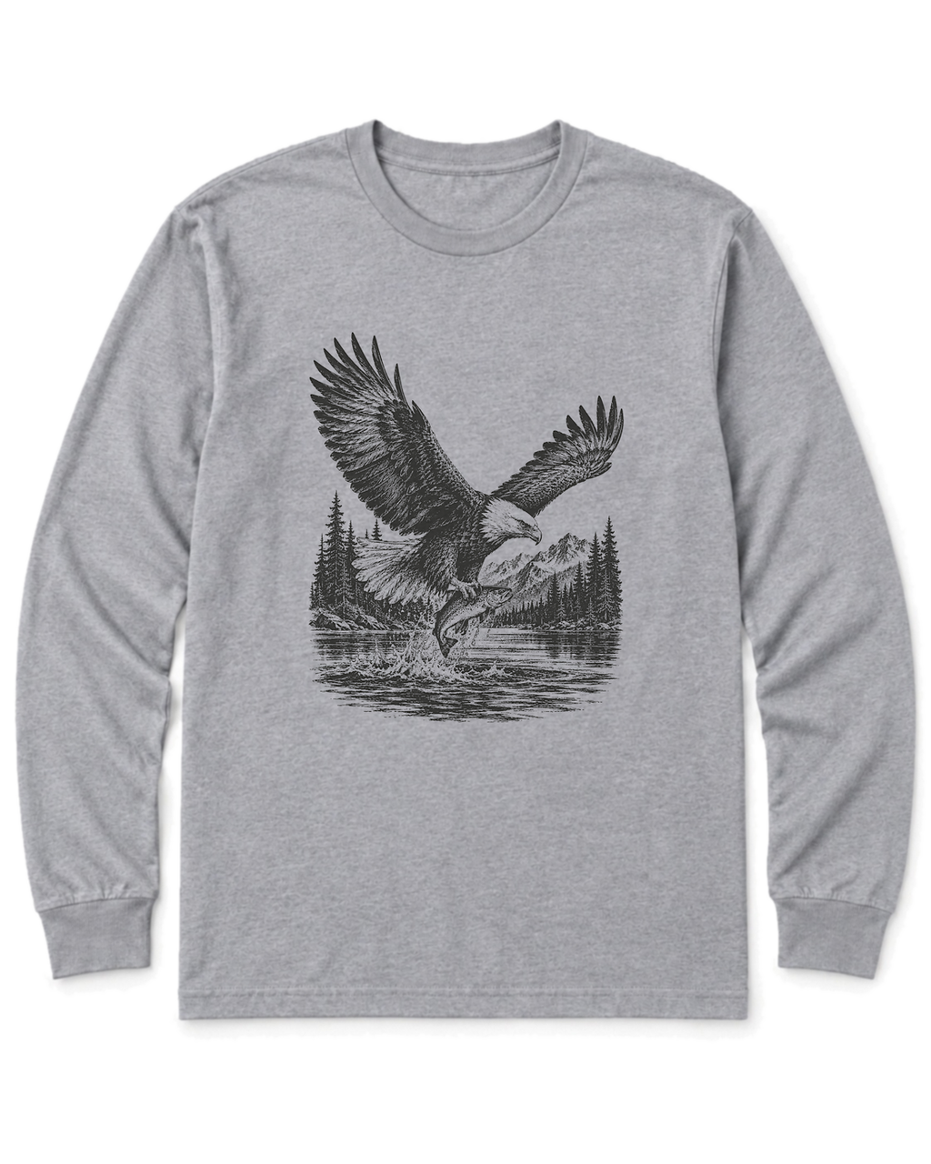 Eagle and Trout Long Sleeve Shirt - Sport Grey