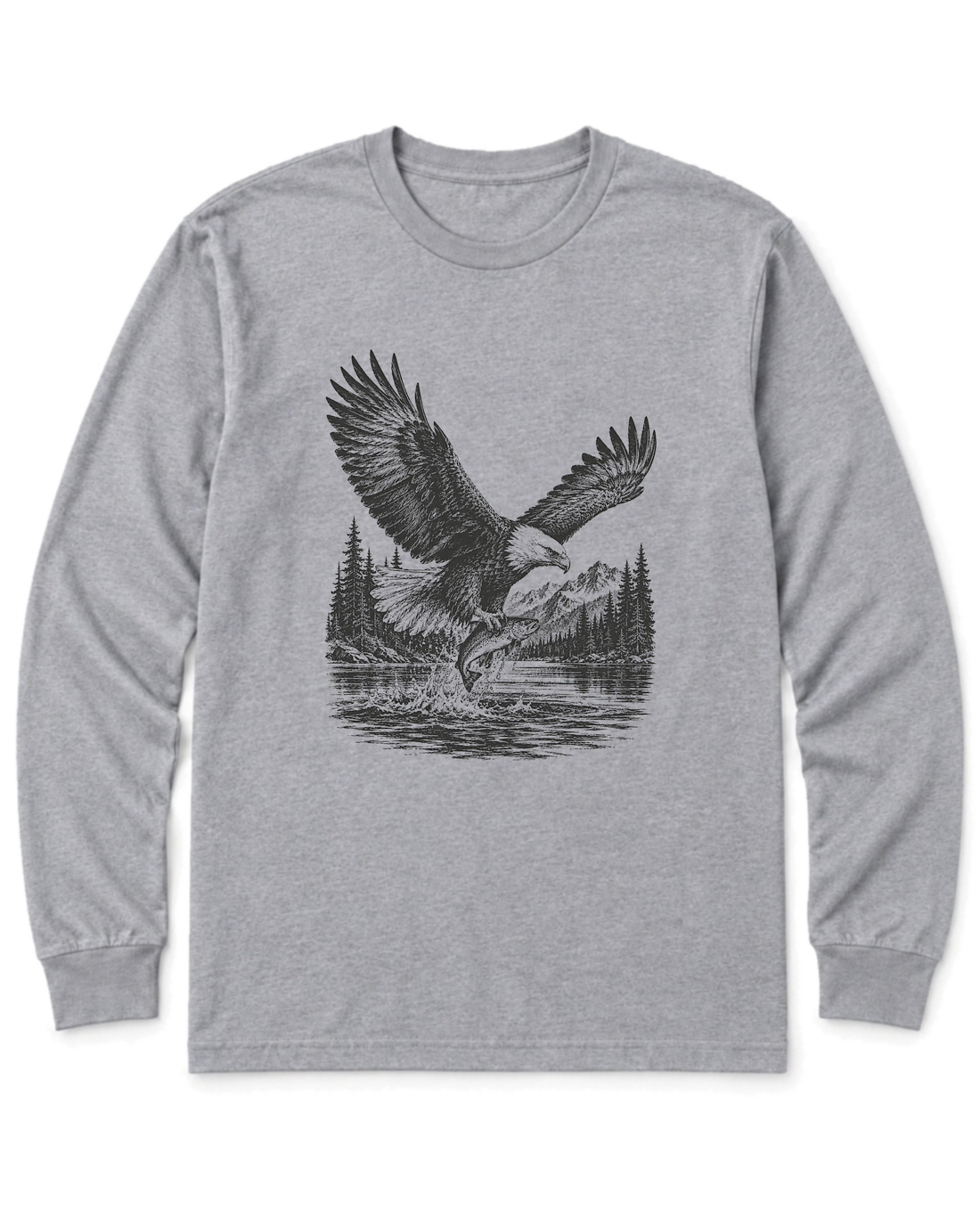 Eagle and Trout Long Sleeve Shirt - Sport Grey