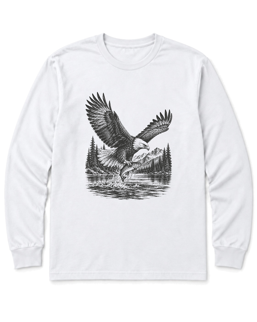 Eagle and Trout Long Sleeve Shirt - White