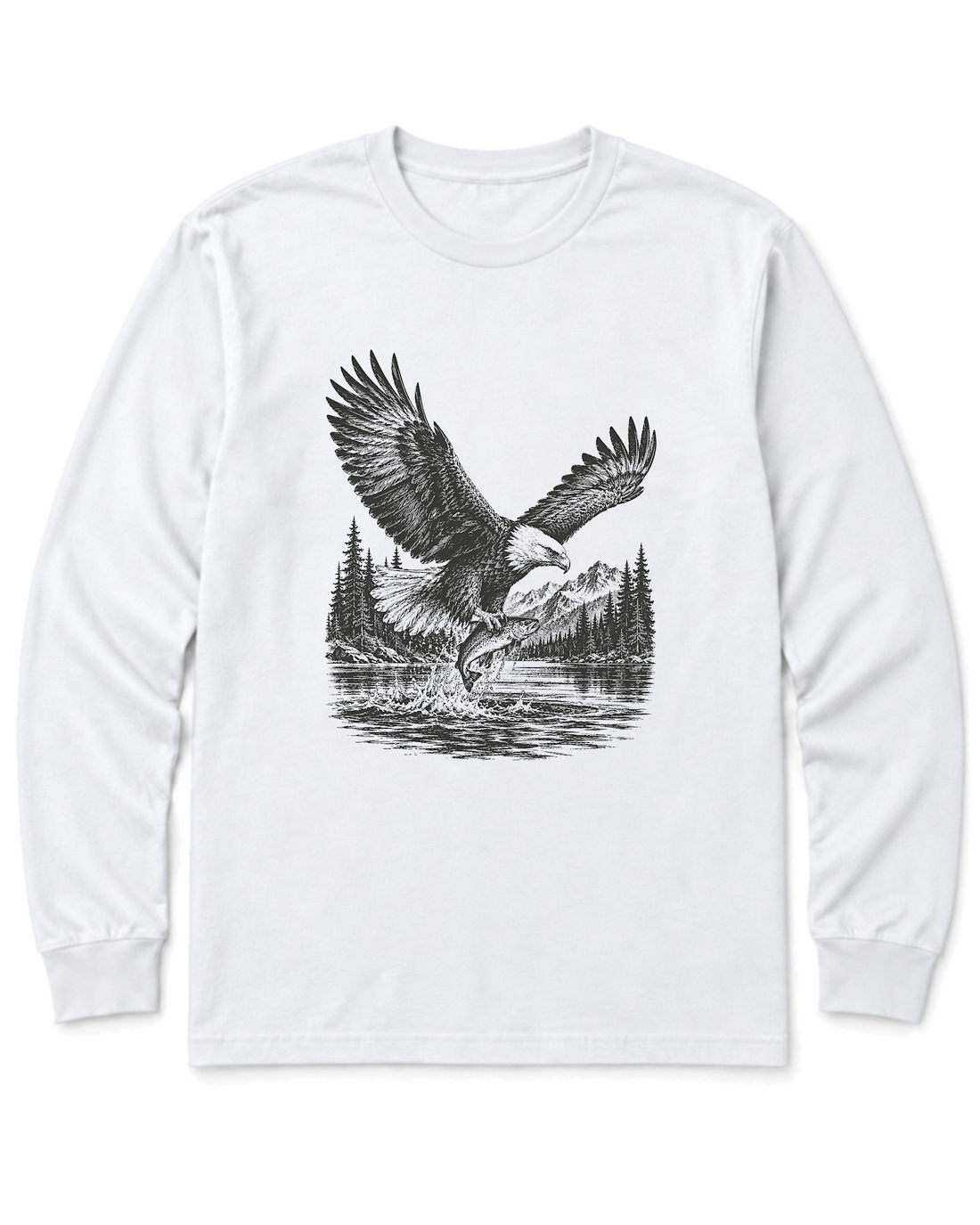 Eagle and Trout Long Sleeve Shirt - White