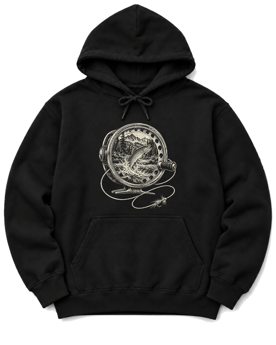 Fly Reel River Hoodie - Black