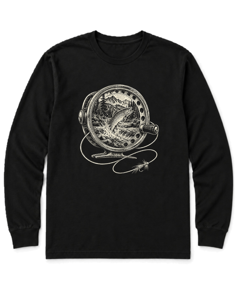 Fly Reel River Long Sleeve Shirt - Black