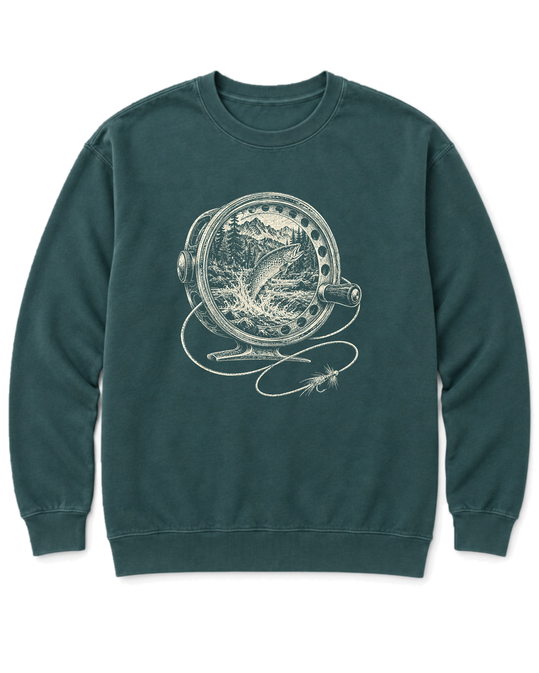 Fly Reel River Sweatshirt - Blue Spruce