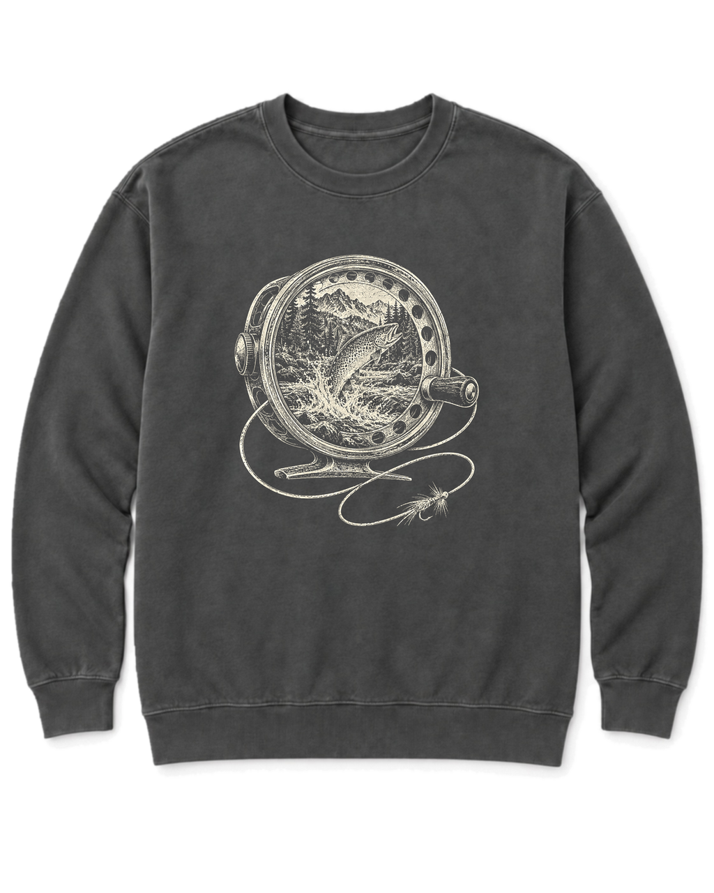 Fly Reel River Sweatshirt - Pepper