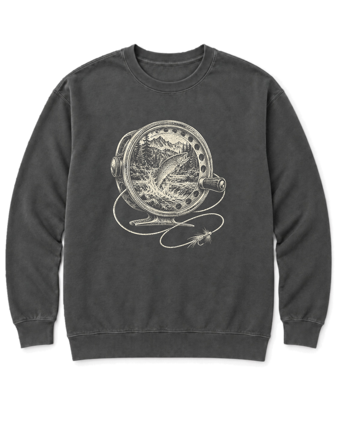 Fly Reel River Sweatshirt - Pepper