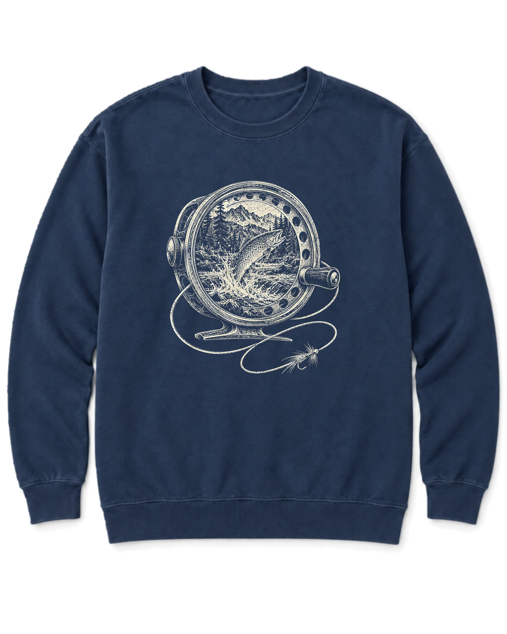Fly Reel River Sweatshirt - True Navy