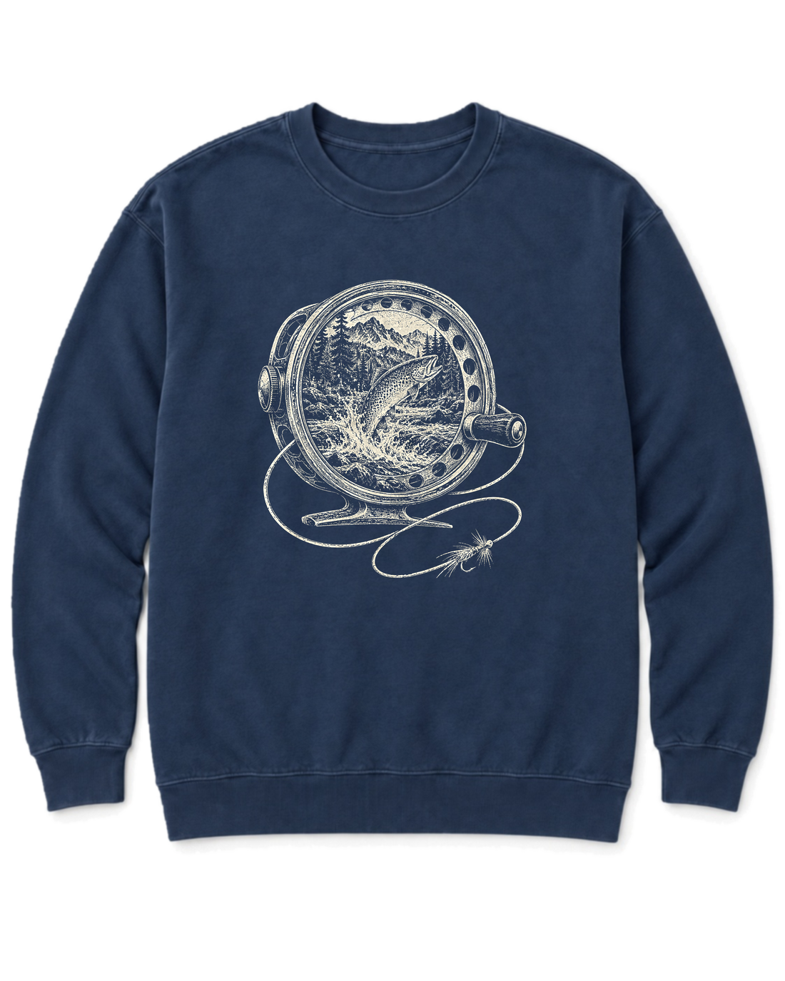 Fly Reel River Sweatshirt - True Navy