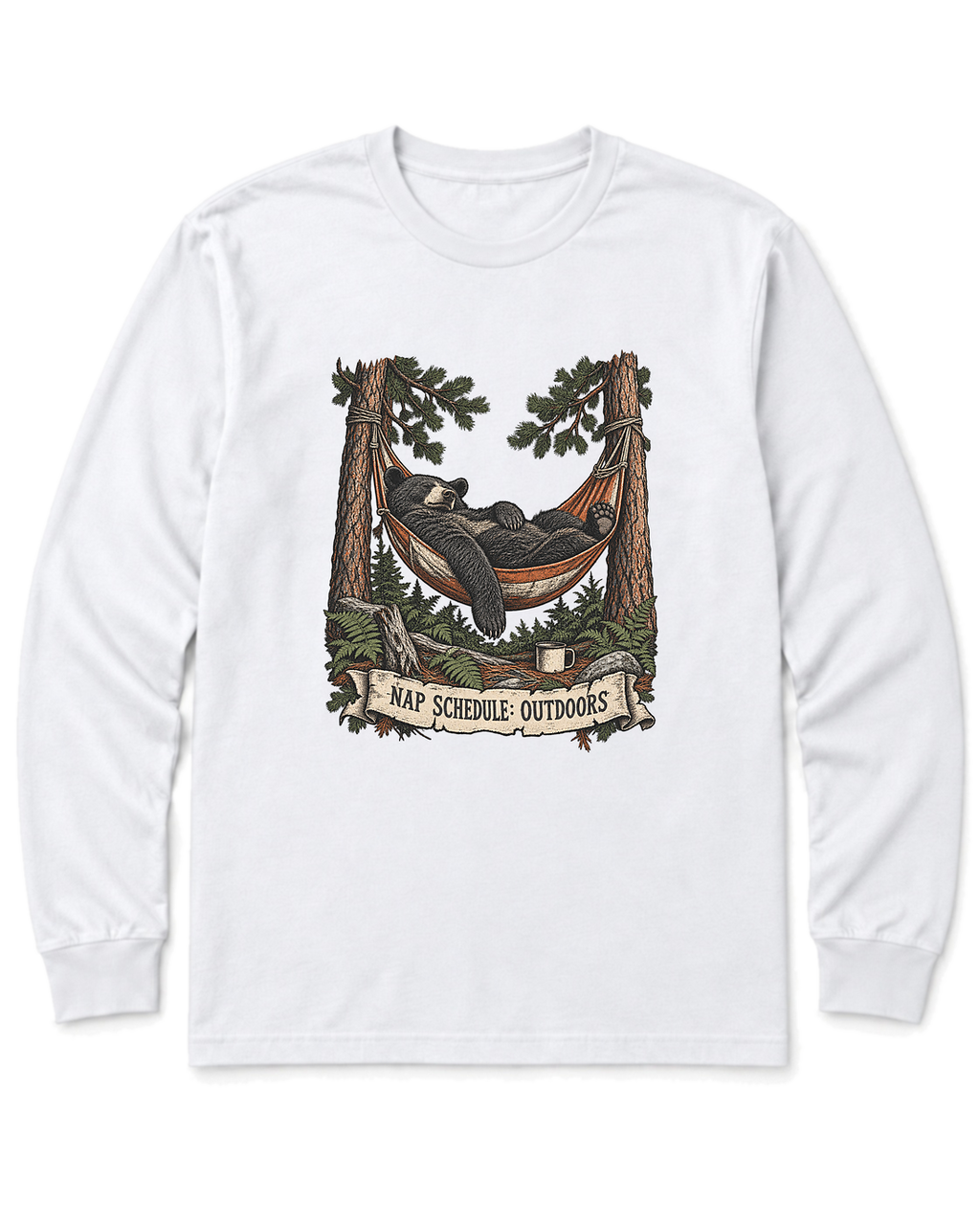 Hammock Bear Long Sleeve Shirt - White