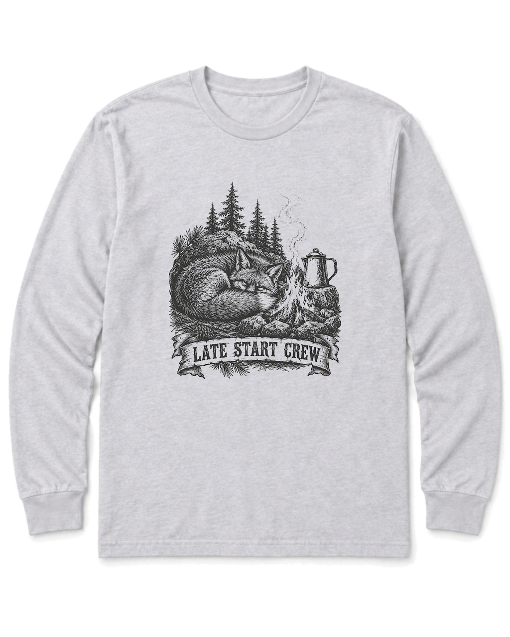 Late Start Crew Long Sleeve Shirt - Ash