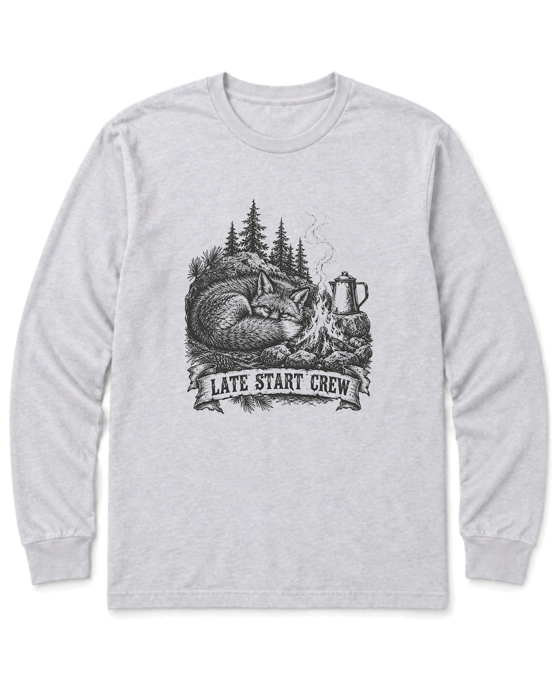 Late Start Crew Long Sleeve Shirt - Ash