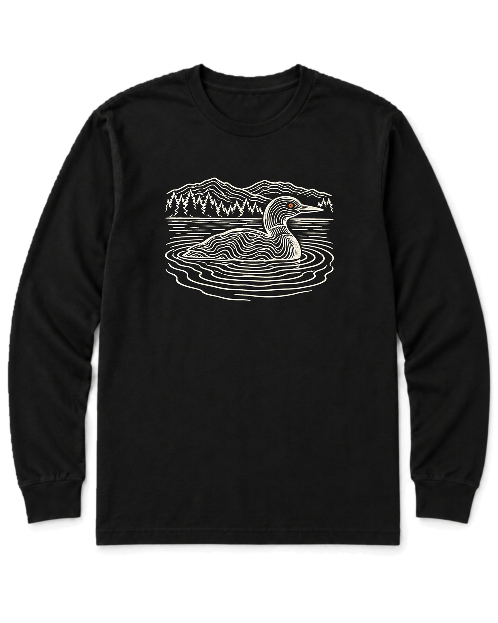 Loon on the Lake Long Sleeve Shirt - Black