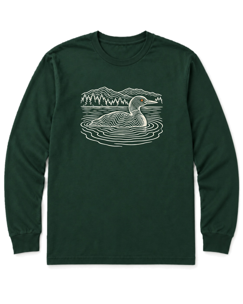 Loon on the Lake Long Sleeve Shirt - Forest Green