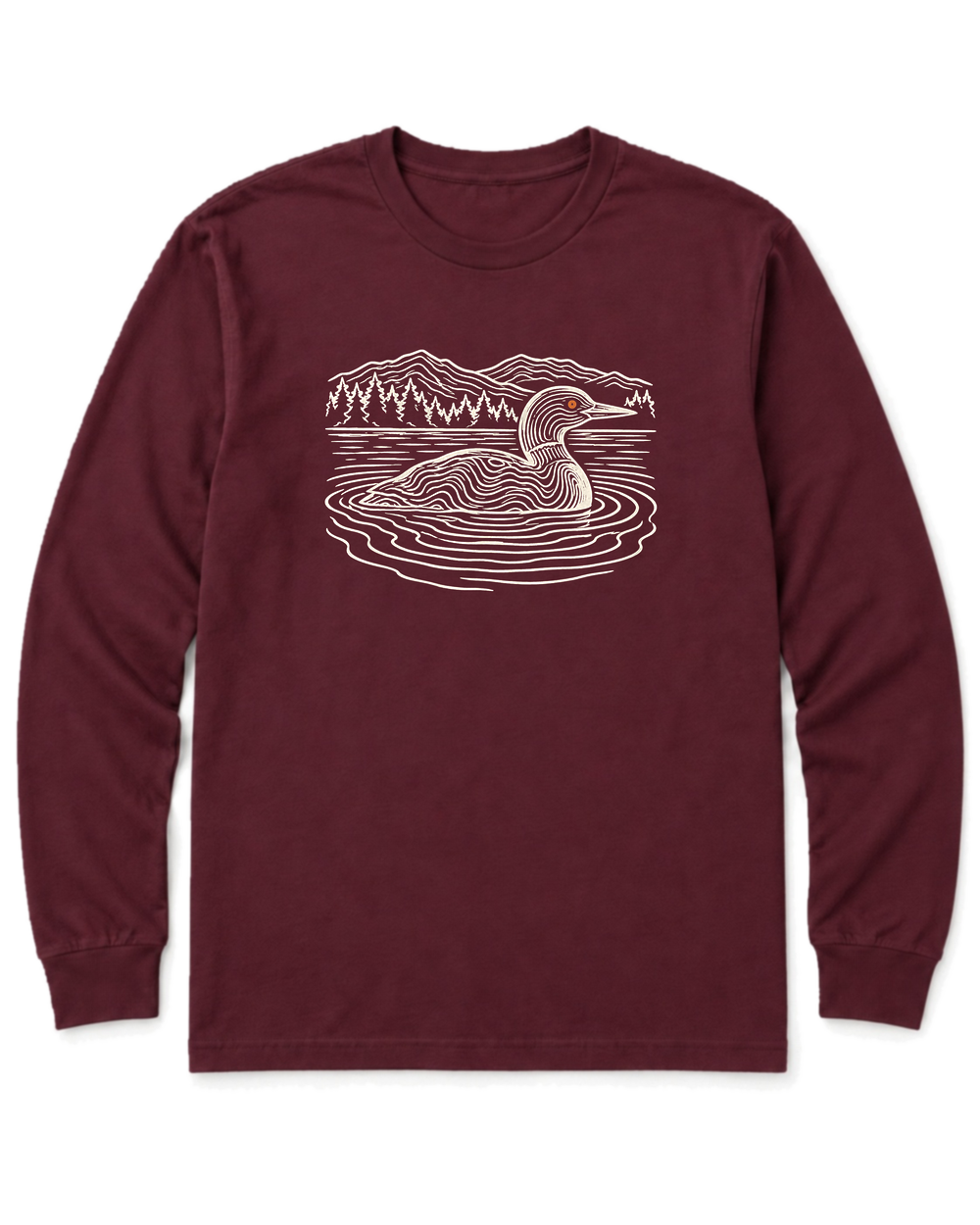 Loon on the Lake Long Sleeve Shirt - Maroon