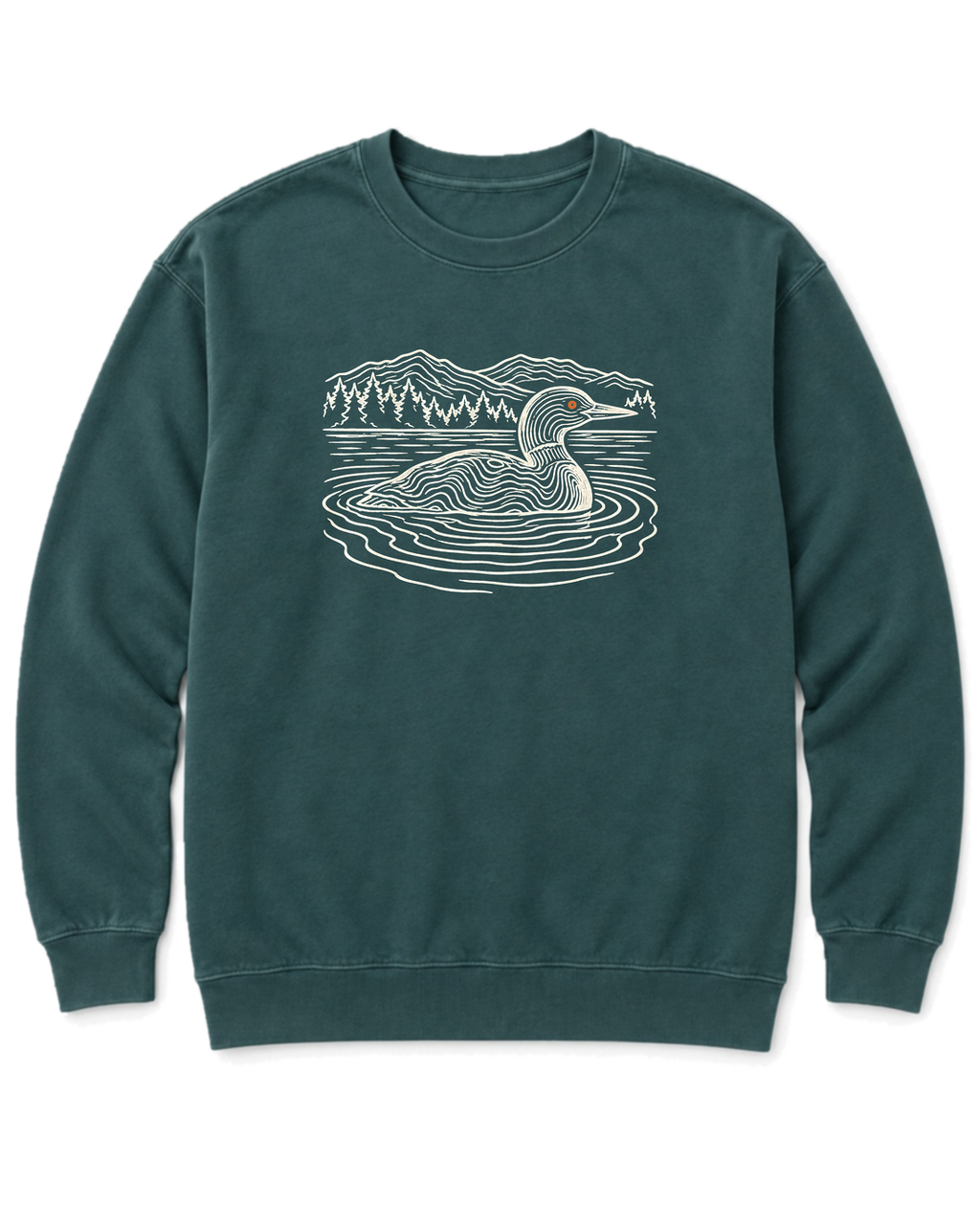 Loon on the Lake Sweatshirt - Blue Spruce
