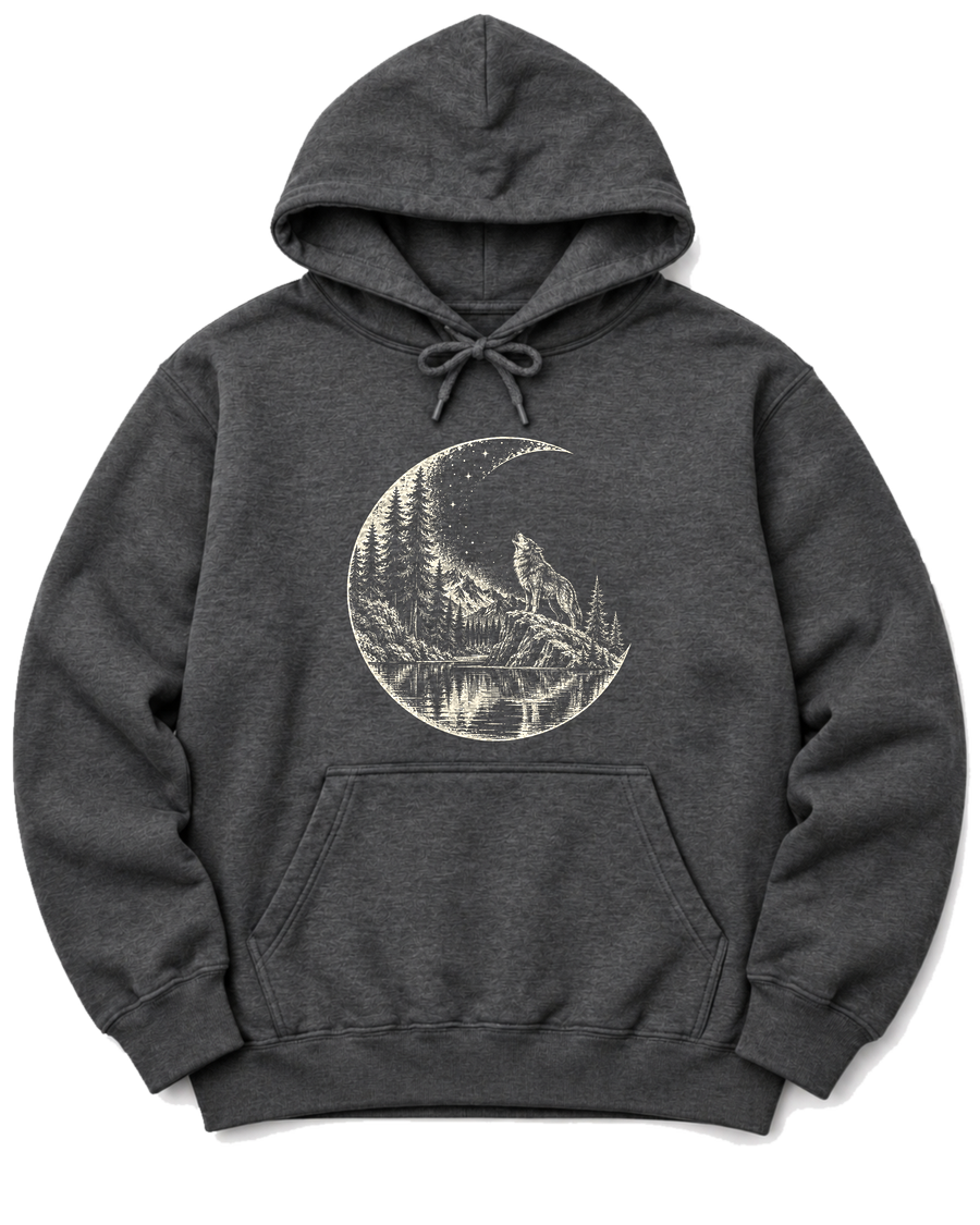 Moon Howl Hoodie - Dark Heather