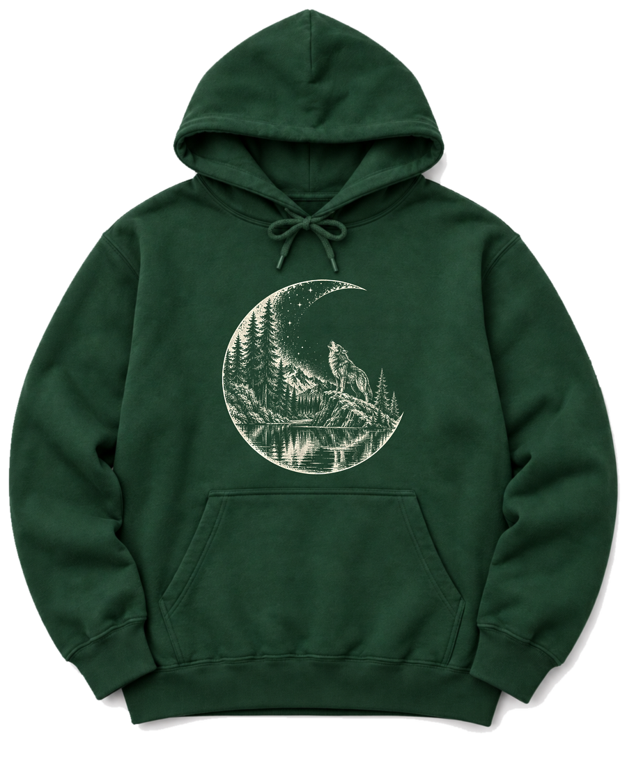 Moon Howl Hoodie - Forest Green
