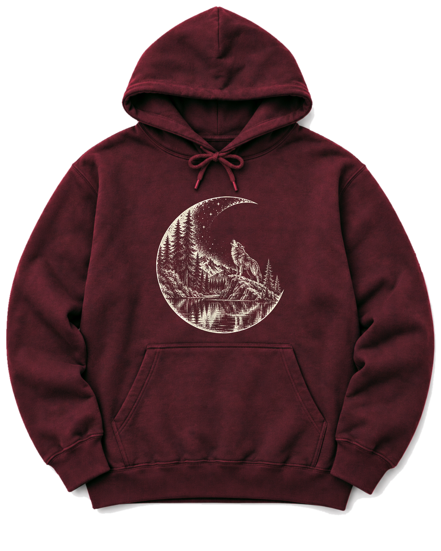 Moon Howl Hoodie - Maroon