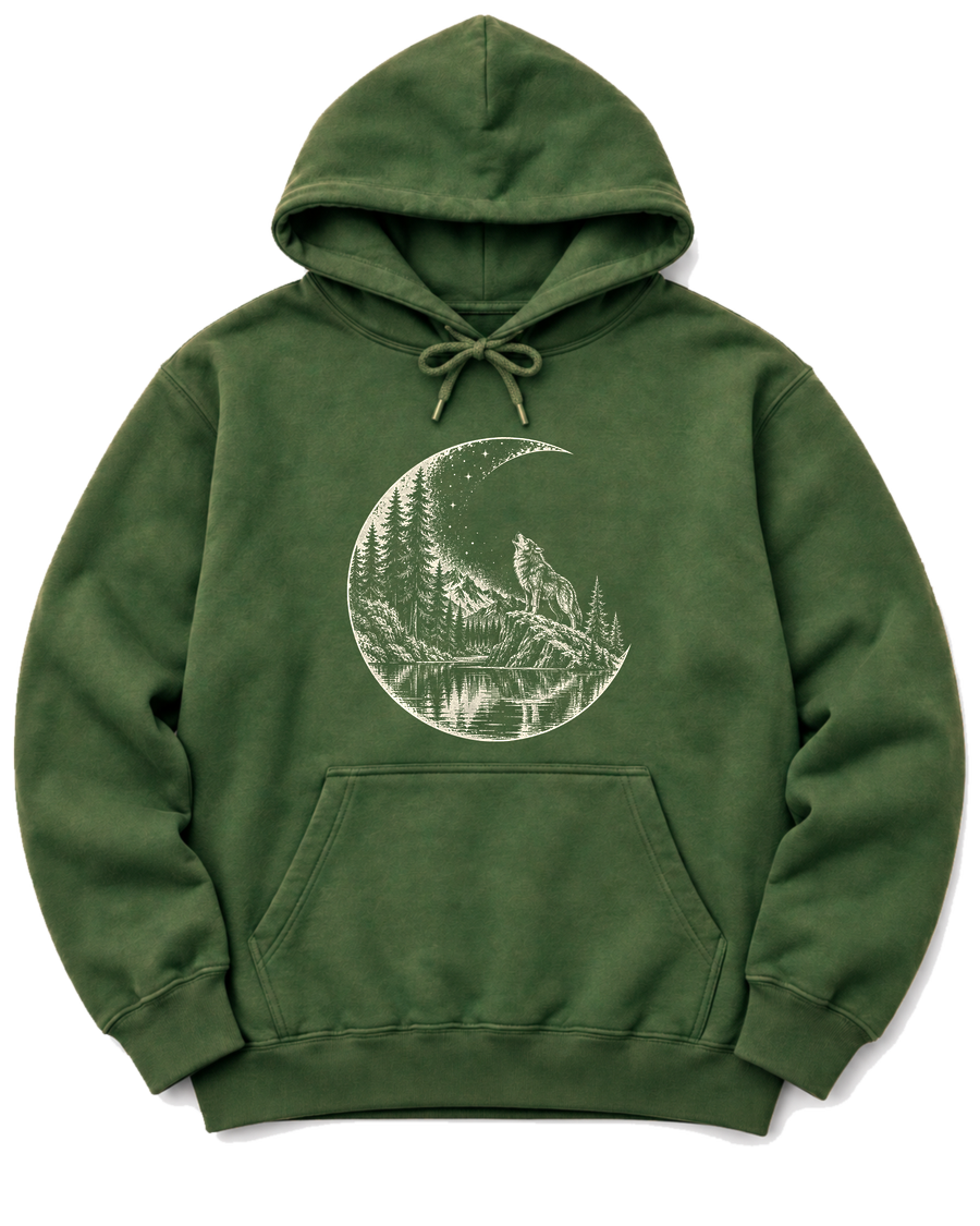 Moon Howl Hoodie - Military Green