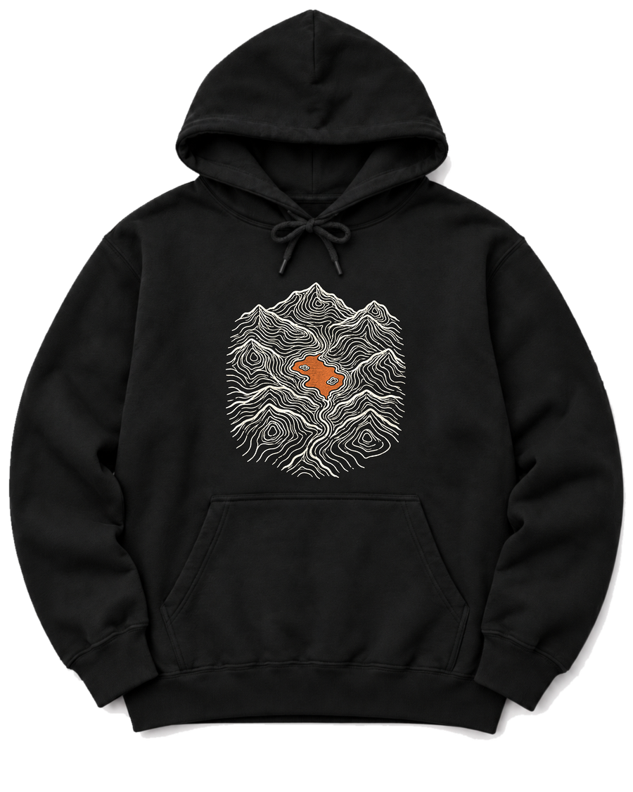 Mountain Lake Map Hoodie - Black