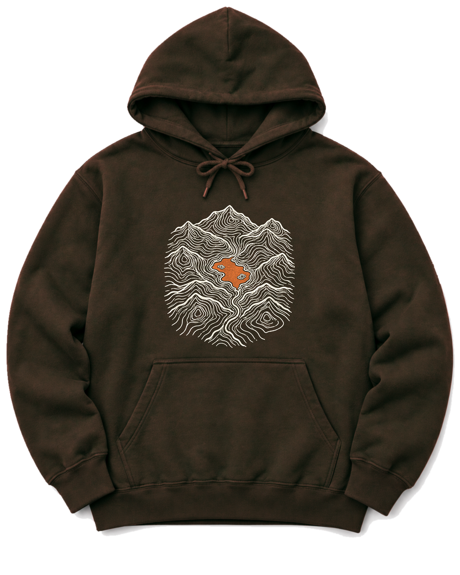 Mountain Lake Map Hoodie - Dark Chocolate
