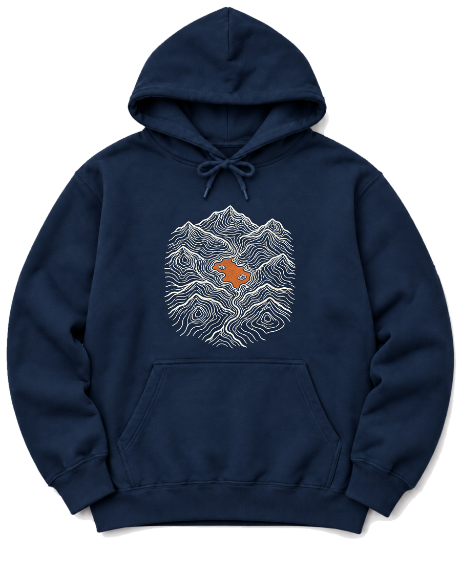 Mountain Lake Map Hoodie - Navy
