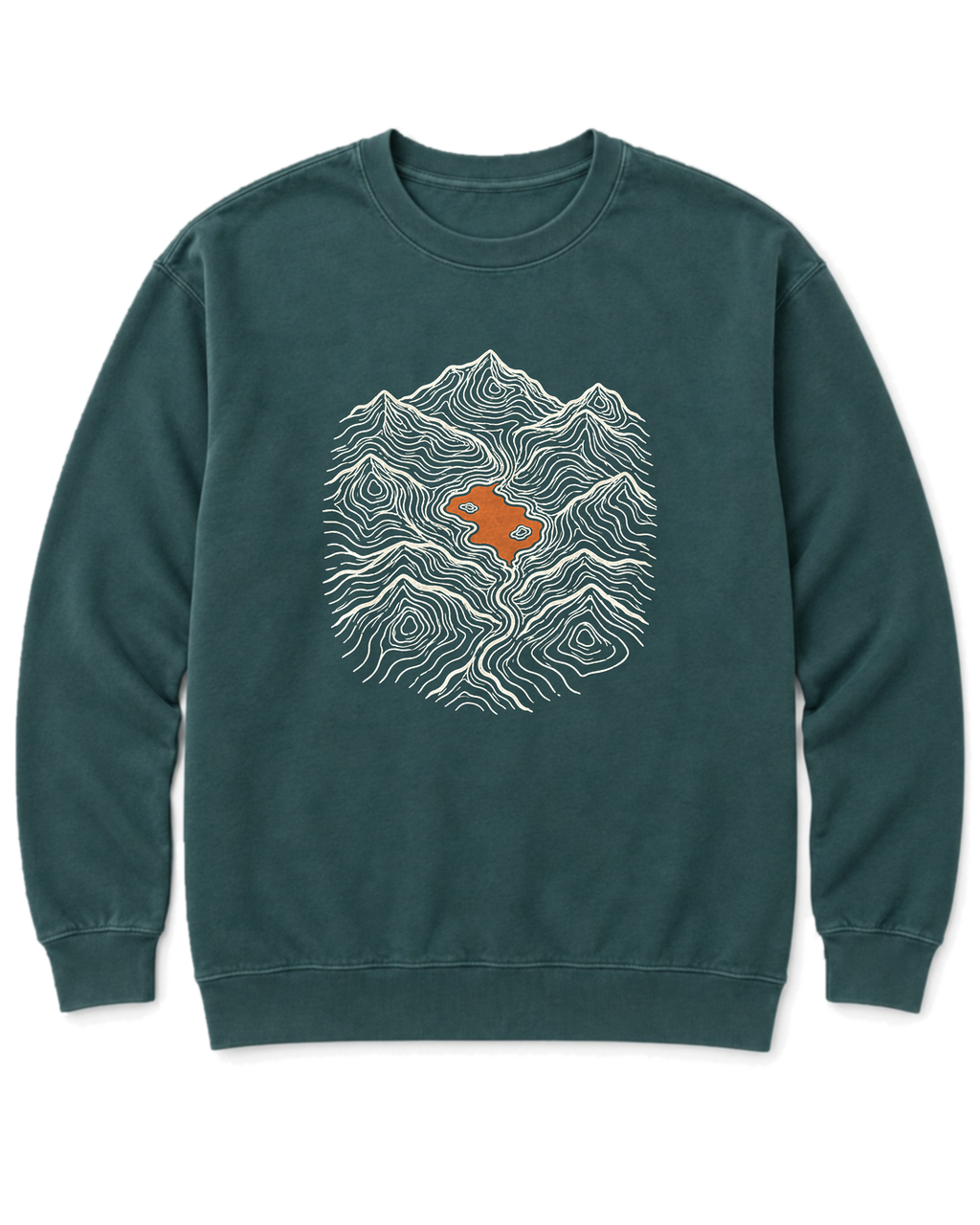 Mountain Lake Map Sweatshirt - Blue Spruce