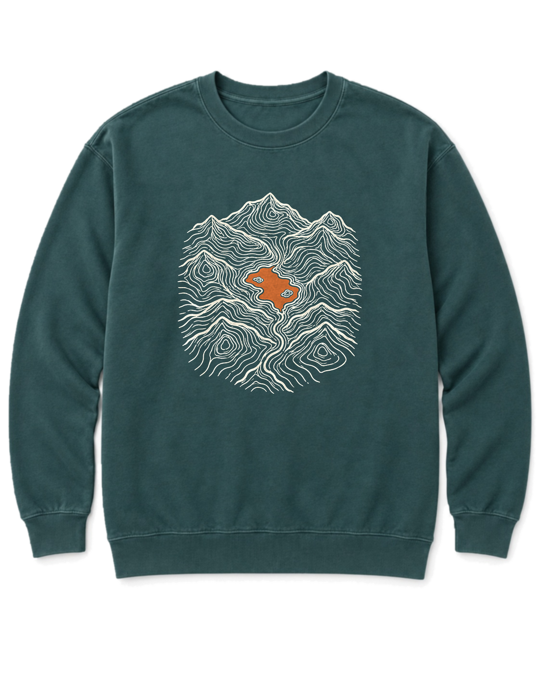 Mountain Lake Map Sweatshirt - Blue Spruce