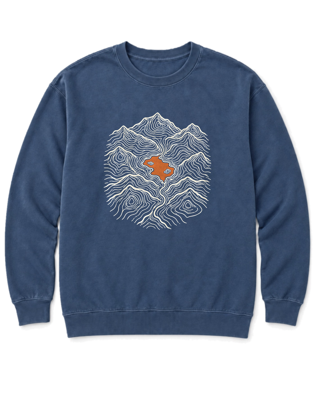Mountain Lake Map Sweatshirt - Denim