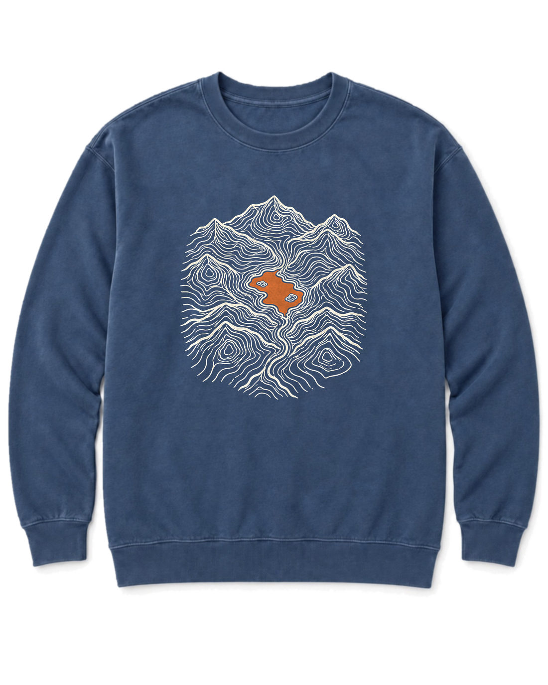 Mountain Lake Map Sweatshirt - Denim