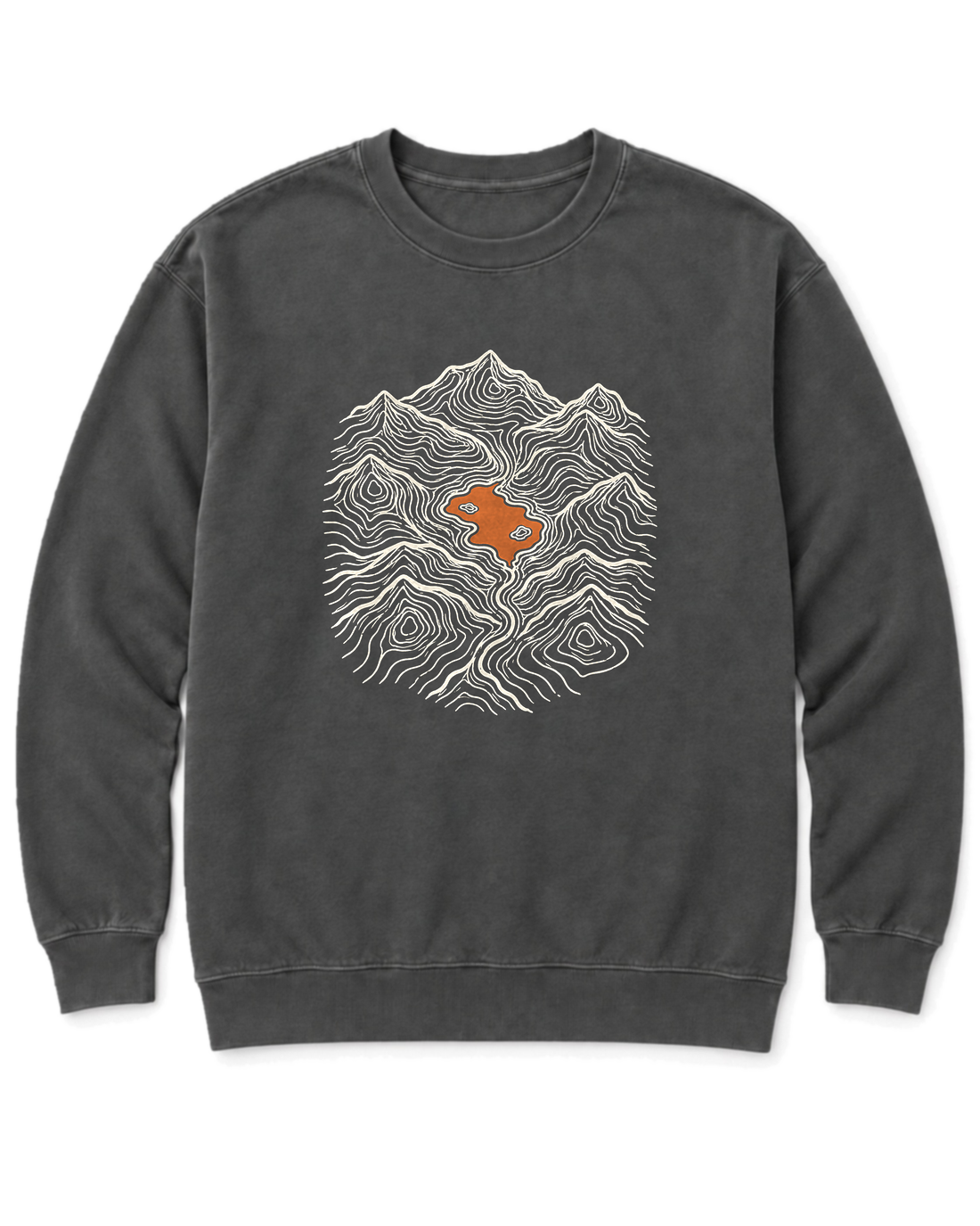 Mountain Lake Map Sweatshirt - Pepper