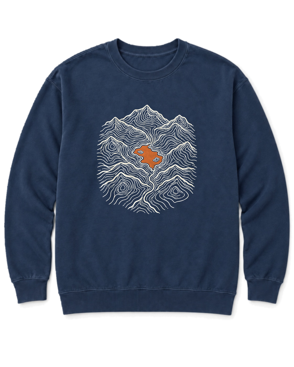 Mountain Lake Map Sweatshirt - True Navy