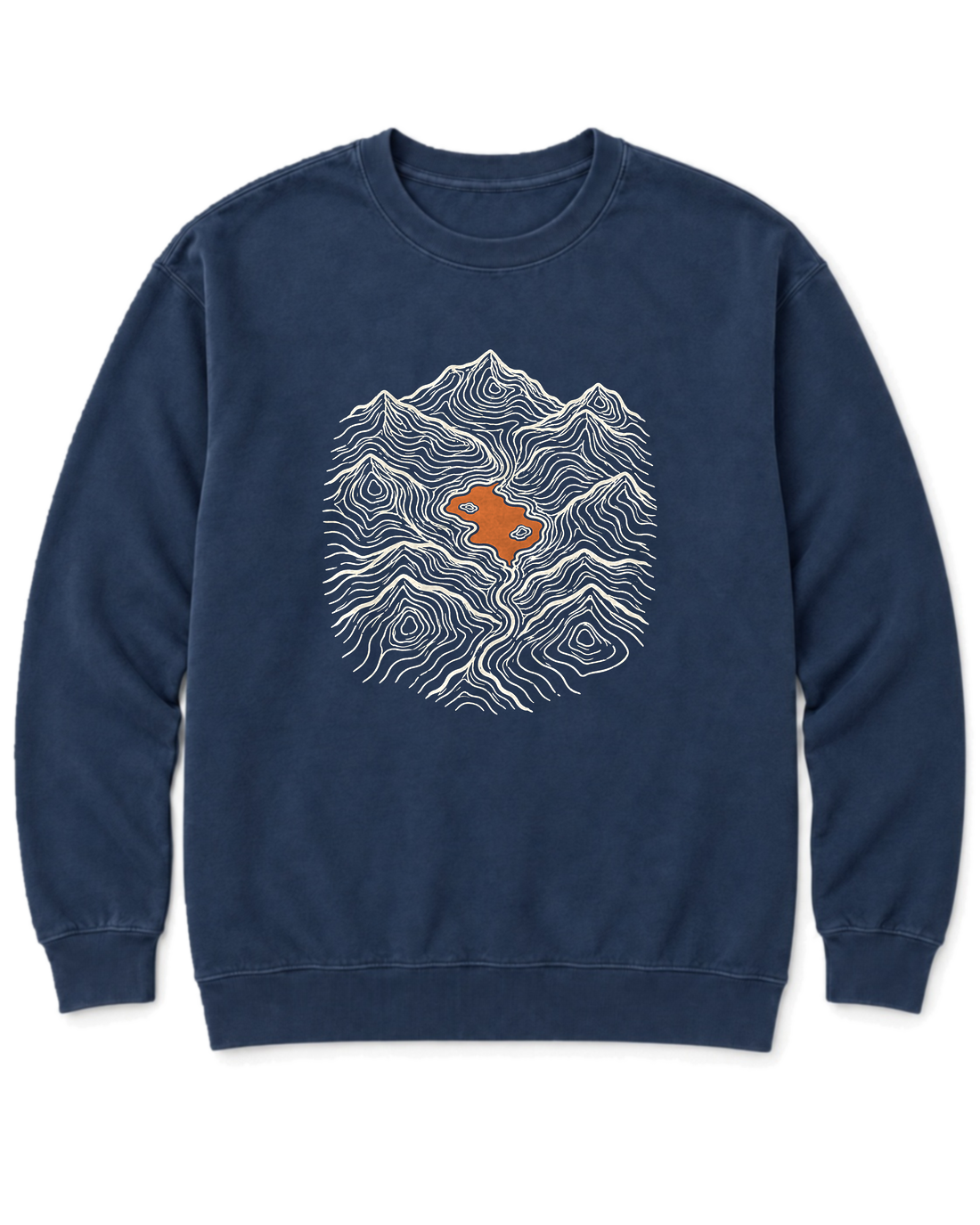 Mountain Lake Map Sweatshirt - True Navy