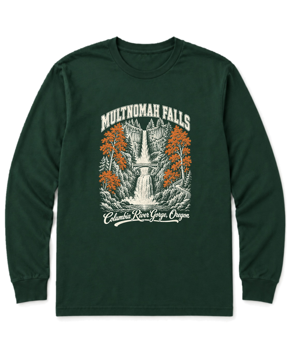 Multnomah Falls Long Sleeve Shirt - Forest Green