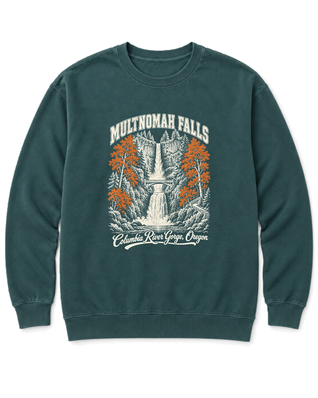 Multnomah Falls Sweatshirt - Blue Spruce