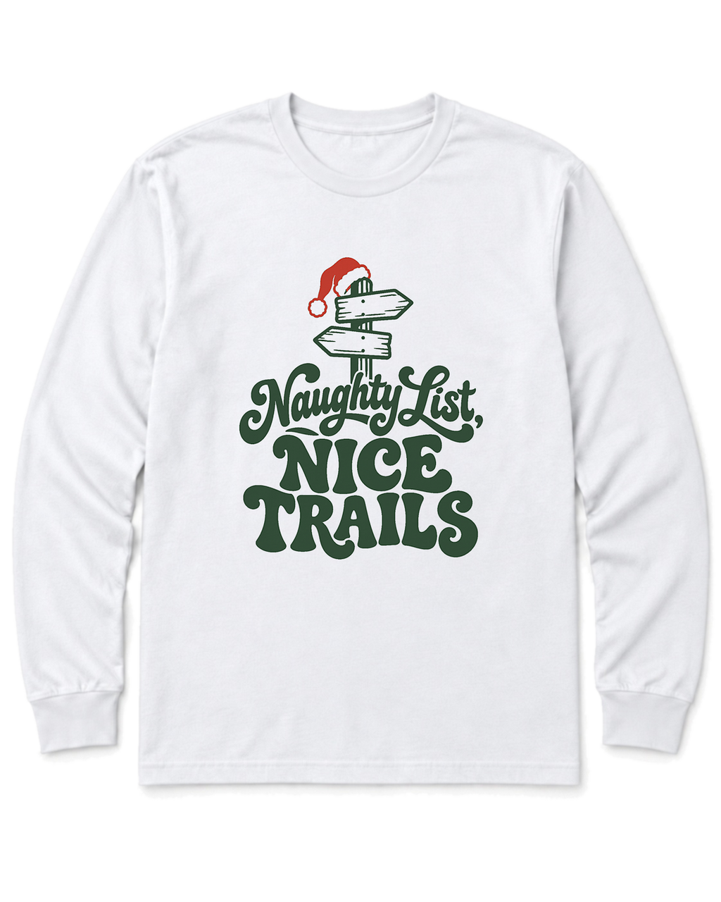 Naughty List, Nice Trails Long Sleeve Shirt - White