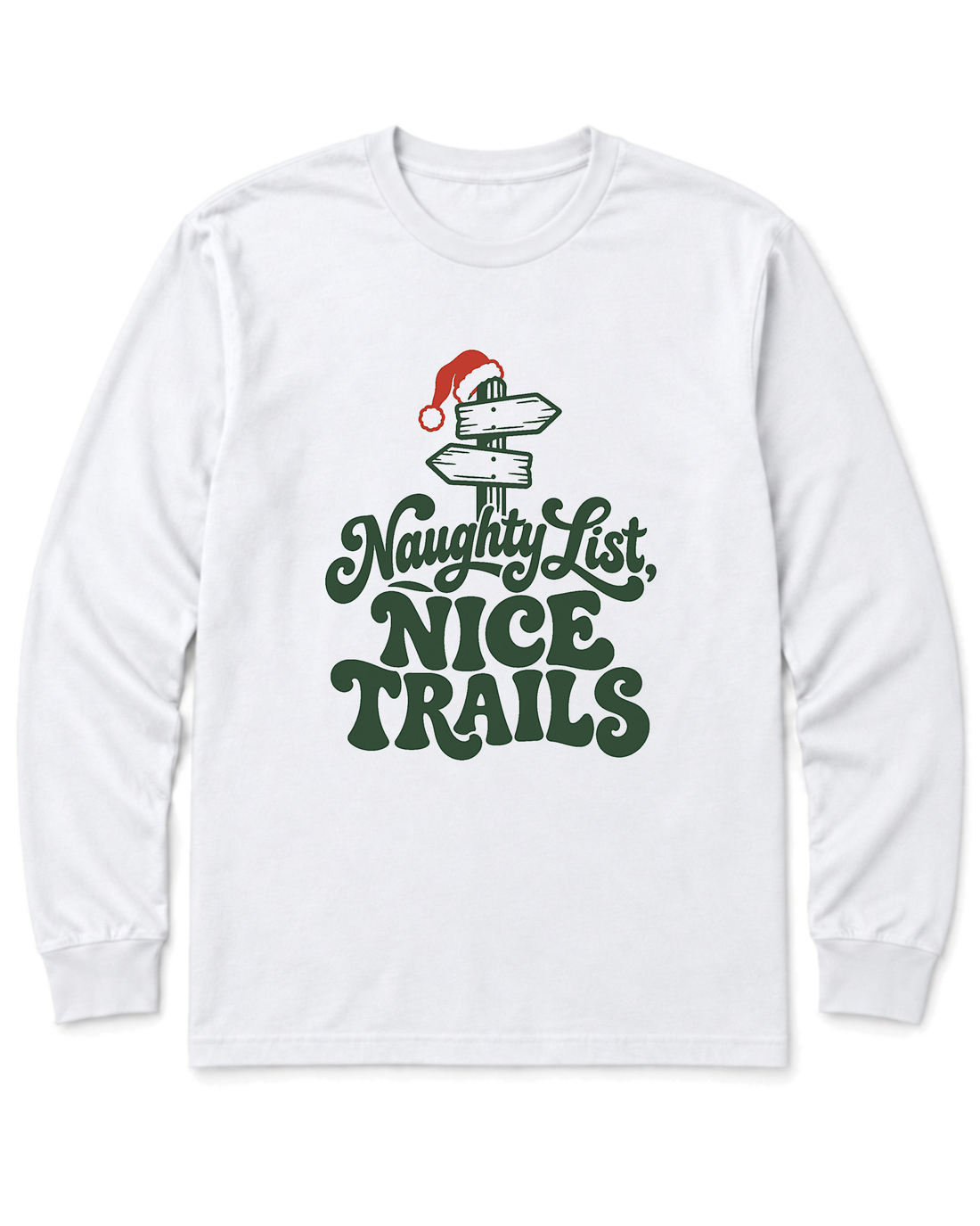 Naughty List, Nice Trails Long Sleeve Shirt - White