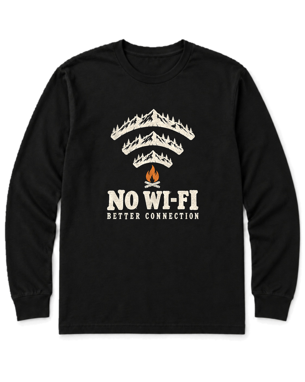 No Wi-Fi, Better Connection Long Sleeve Shirt - Black