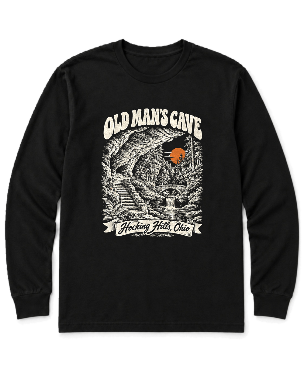 Old Man's Cave Long Sleeve Shirt - Black