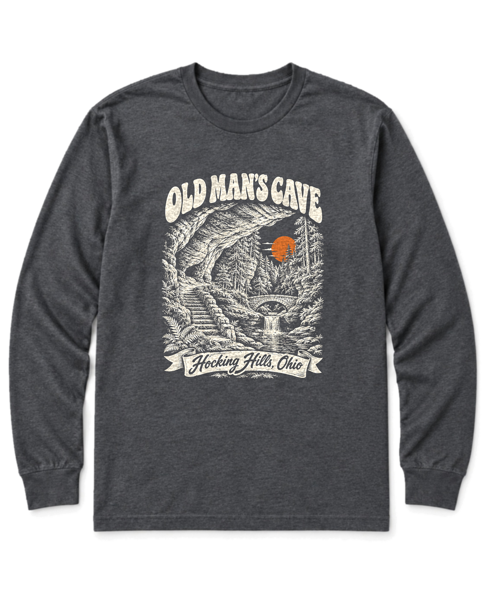 Old Man's Cave Long Sleeve Shirt - Dark Heather