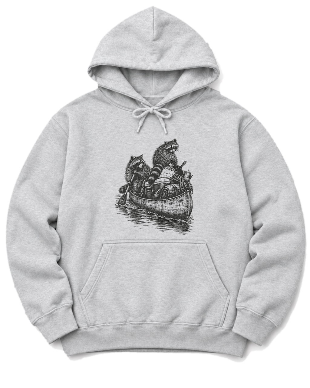Raccoon Canoe Heist Hoodie - Ash
