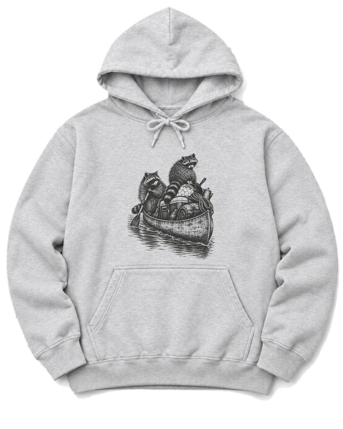 Raccoon Canoe Heist Hoodie - Ash