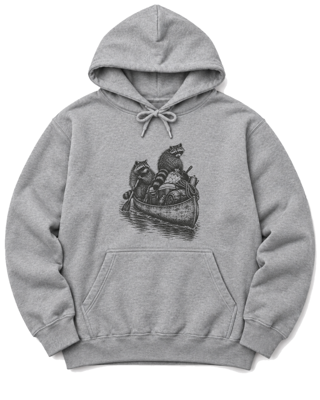 Raccoon Canoe Heist Hoodie - Sport Grey