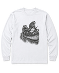 Raccoon Canoe Heist Long Sleeve Shirt - White