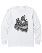 Raccoon Canoe Heist Long Sleeve Shirt - White