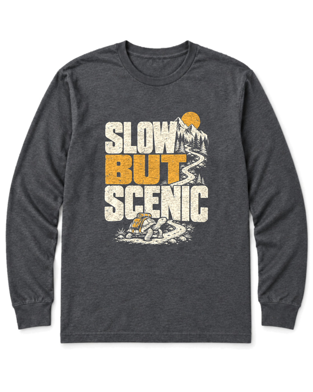 Slow but Scenic Long Sleeve Shirt - Dark Heather