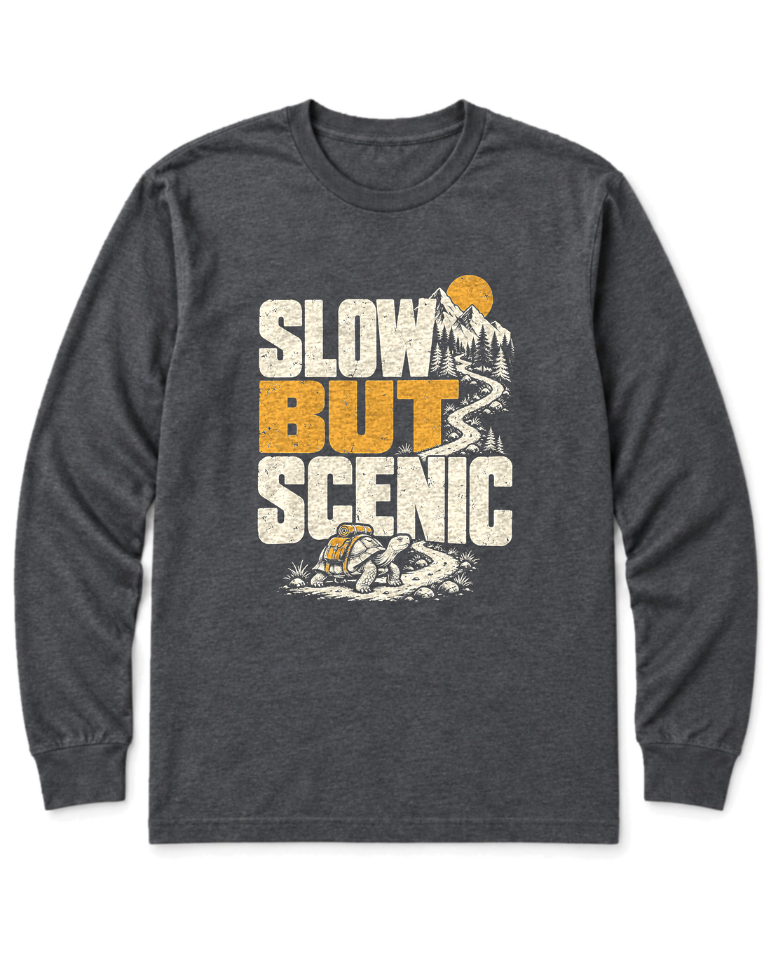 Slow but Scenic Long Sleeve Shirt - Dark Heather