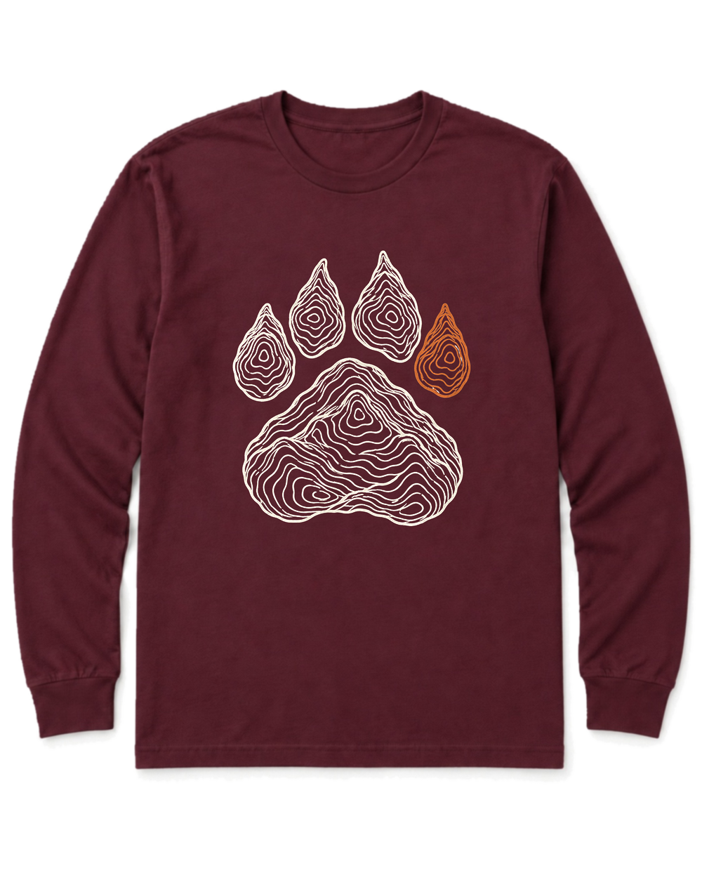 Topo Bear Paw Long Sleeve Shirt - Maroon