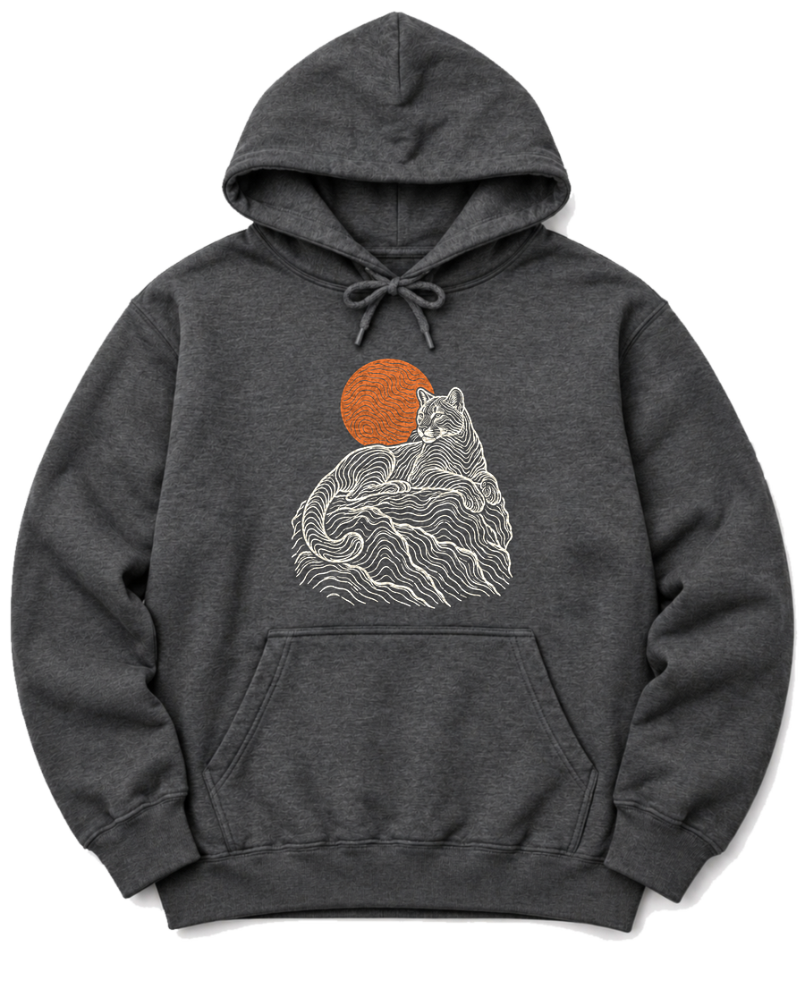 Topo Mountain Lion Hoodie - Dark Heather