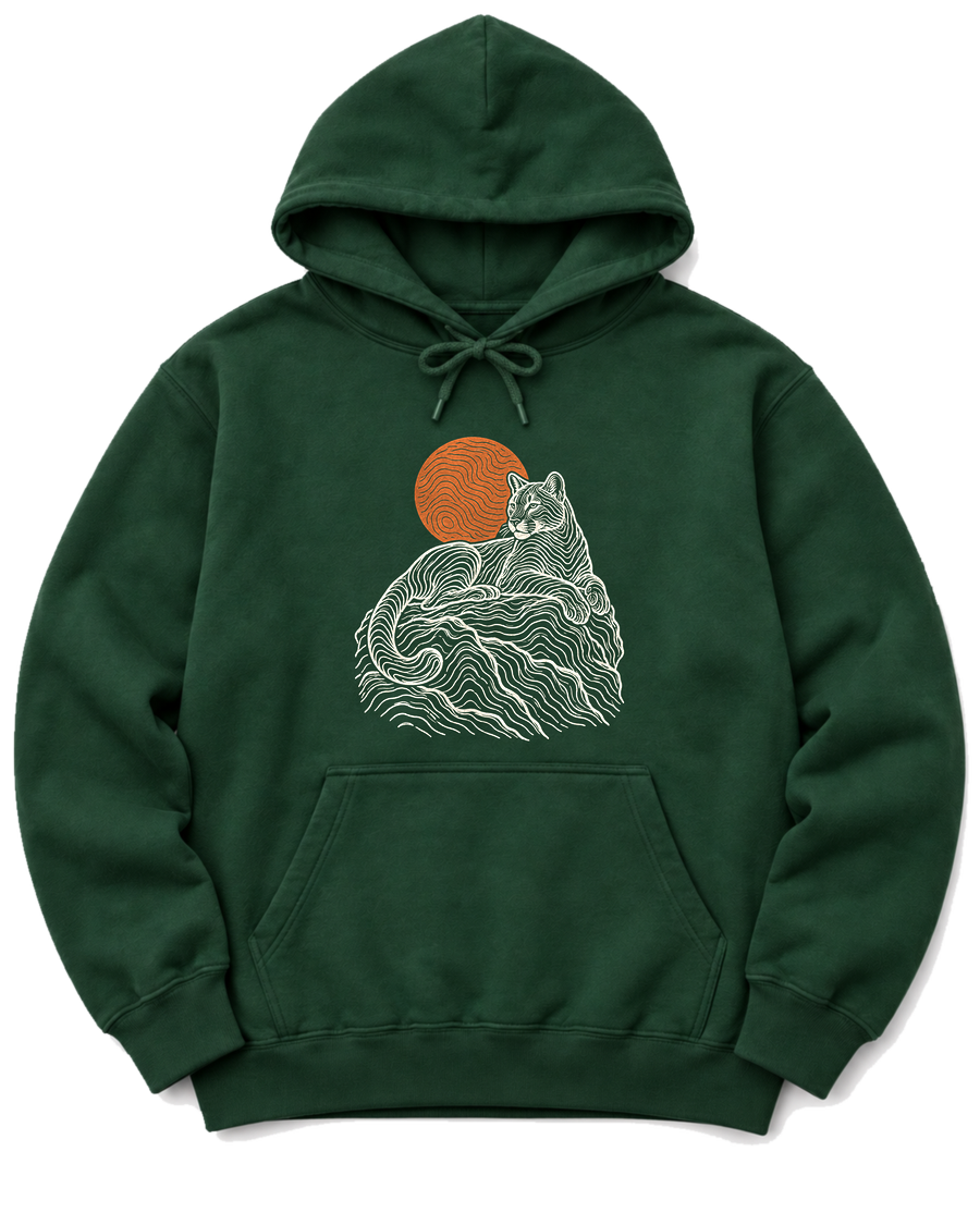 Topo Mountain Lion Hoodie - Forest Green
